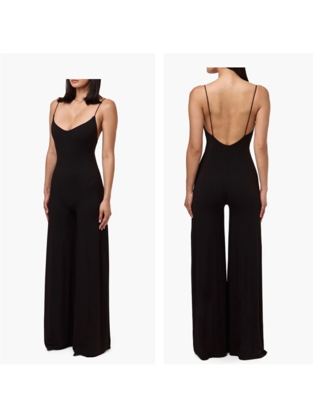 Women’s Black Wide-Leg Spaghetti Strap Jumpsuit